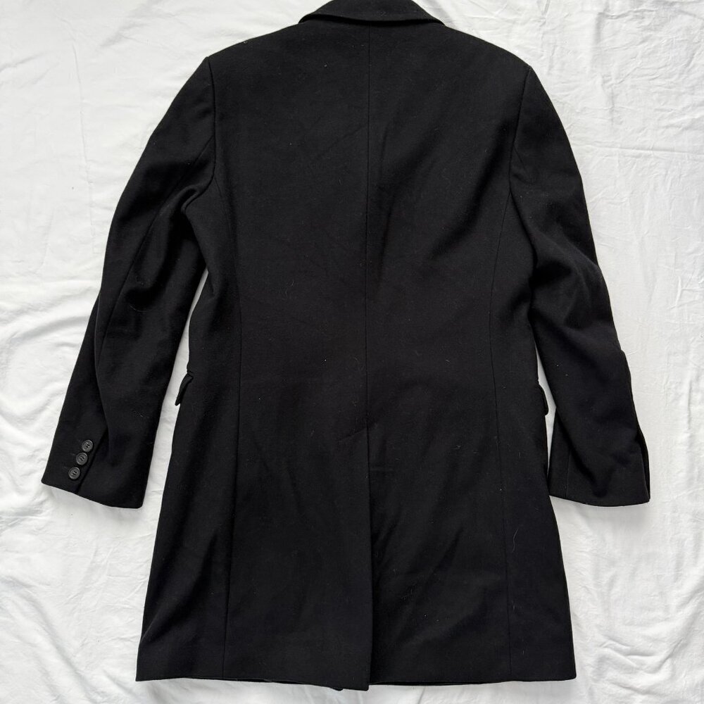 BENETTON Wool Button Front Long Dress Coat Black Large Sz 50 - Picture 8 of 16